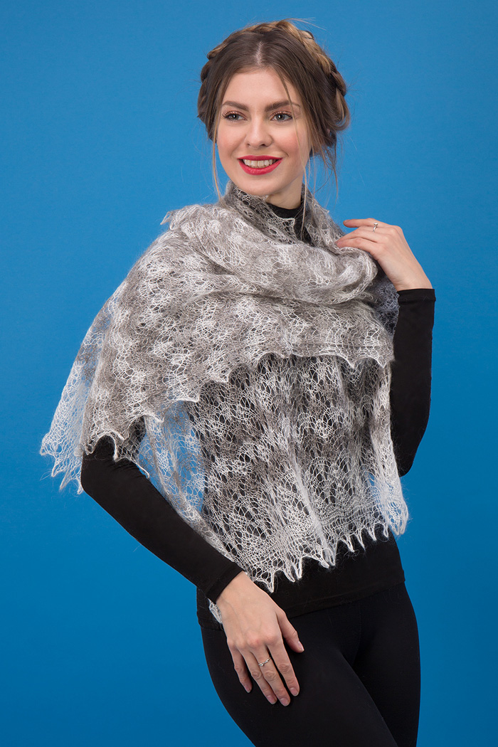 Комбинированный палантин (шарф) 160х50 см магазин Orenpyh.ru
